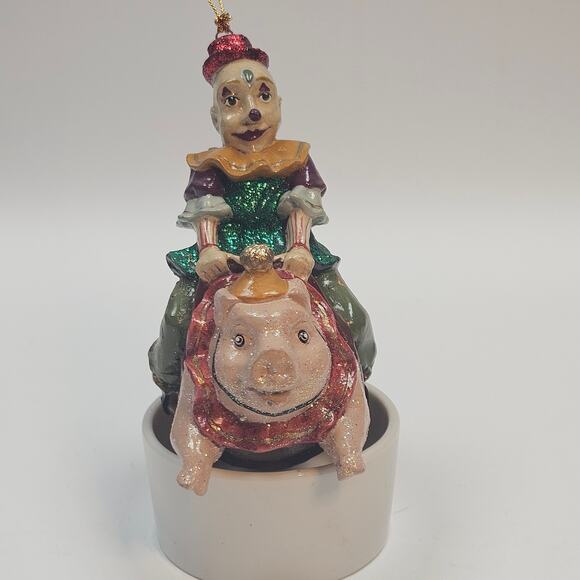 Vintage RARE Collectable Katherine's Collection Clown Riding Pig Luxury Ornament - Picture 2 of 6